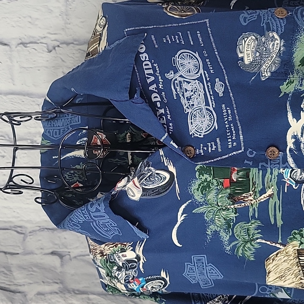 Harley-Davidson Blue‎ Casual Button Down Shirt - Picture 2 of 14